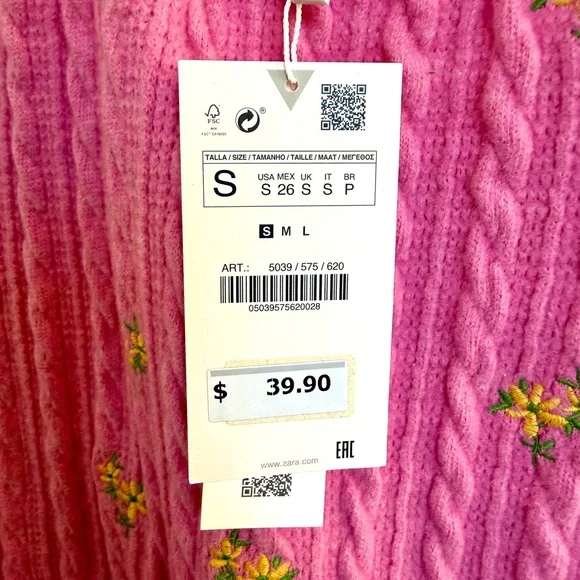 Zara Cable Knit Embroidered Mini Dress - Picture 4 of 6